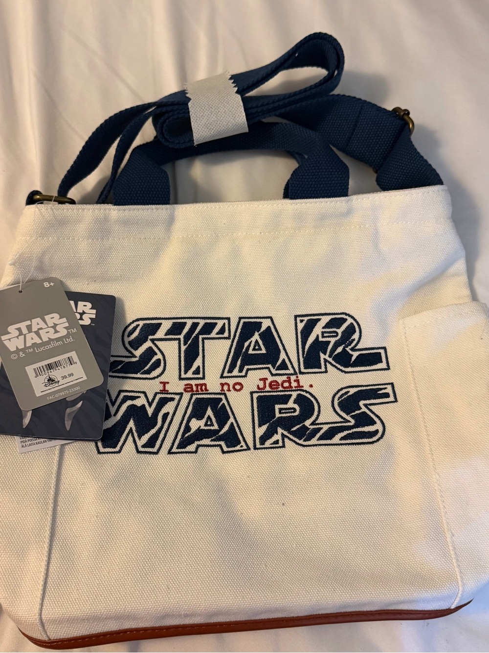 Star Wars Ahsoka White Canvas Messenger Bag with Navy Straps